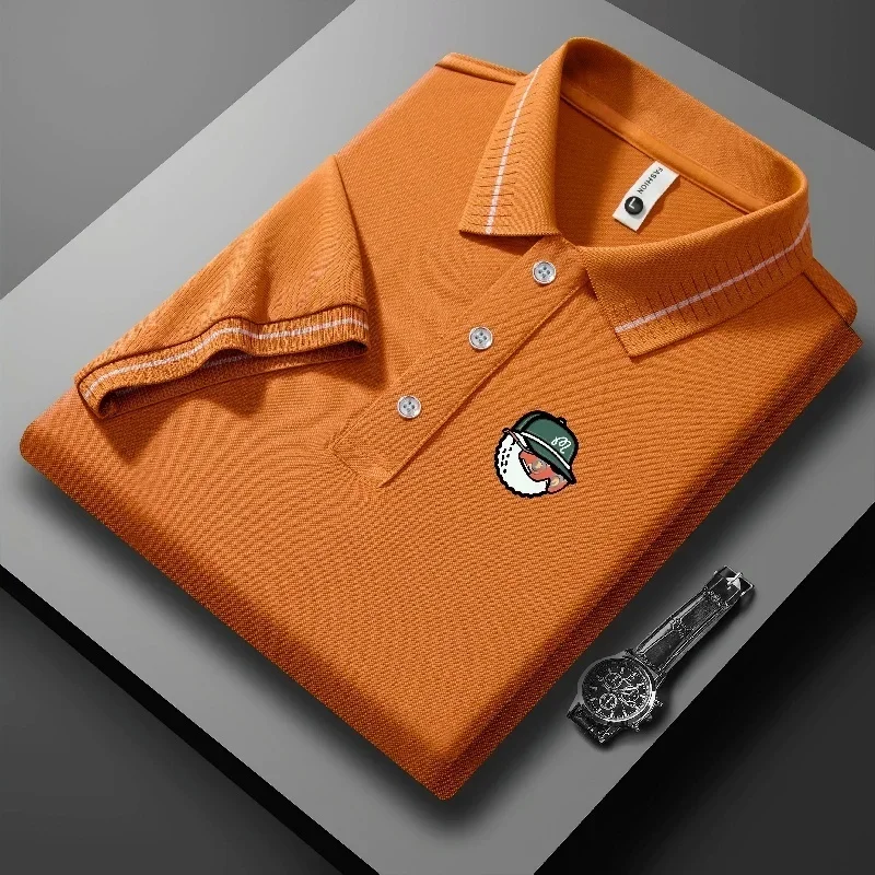 Camisa Polo Masculina de Verão 2026 Nova Cor Sólida com Botões Manga Curta Casual Respirável Confortável