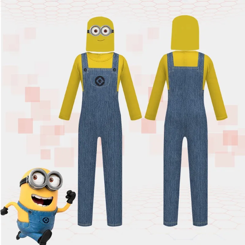 

Anime Despicable Cosplay Costume Minionns Cos Jumpsuit Child Adlut Stage Performance Halloween Carnival Party Outfits Suit Mask