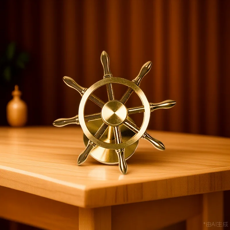

Brass Marine Rudder Decoration Desktop Vintage Mediterranean Ornament Creative Rudder Craft Home Office Table Decor