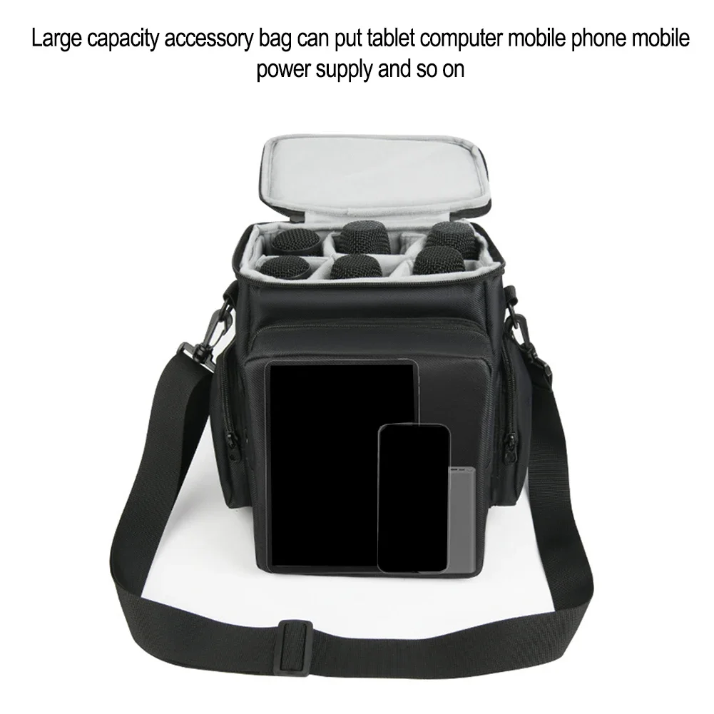 

Carrying Case Heavy Duty 6-Slot Wireless Microphone Case Storage Bag Dustproof Large Capacity Storage Bag Microphone Protective