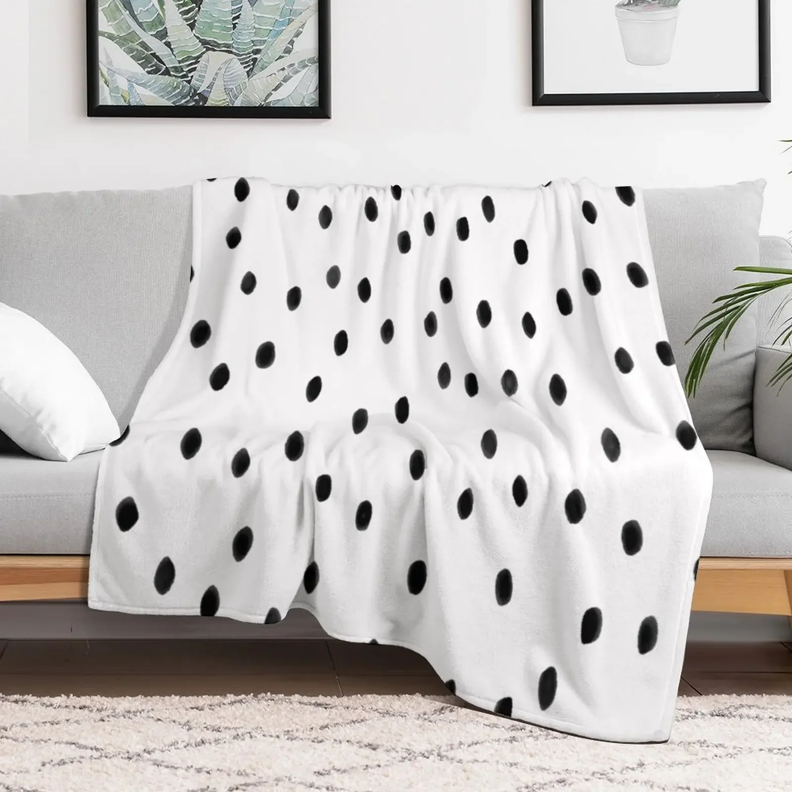 Dalmatian Polka Dot Spots Pattern (black/white) Throw Blanket For Decorative Sofa Plaid Heavy Decorative Beds Blankets