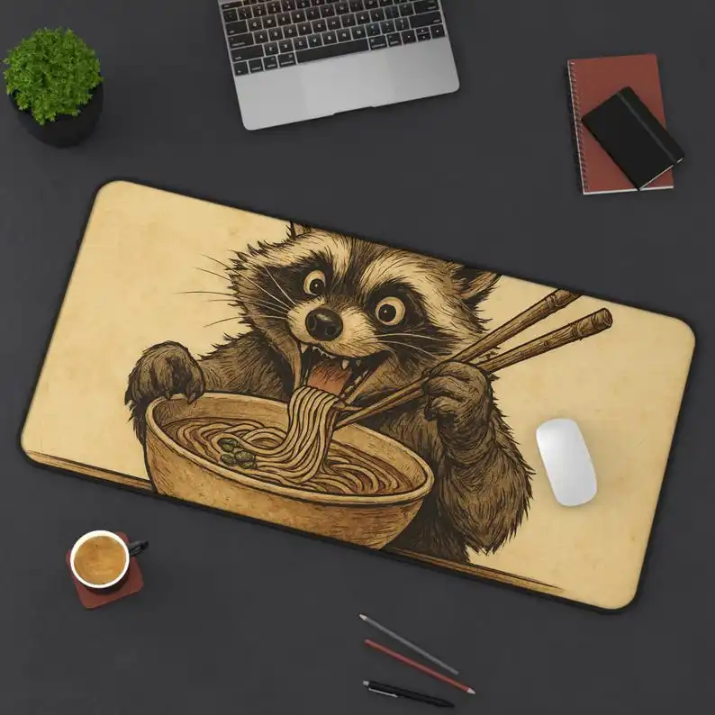 

Raccoon Ramen Mouse Pad, Non-slip Waterproof Mouse Pad,XXL Office Gaming Desk Decoration Mat, Perfect Gift for Friends.