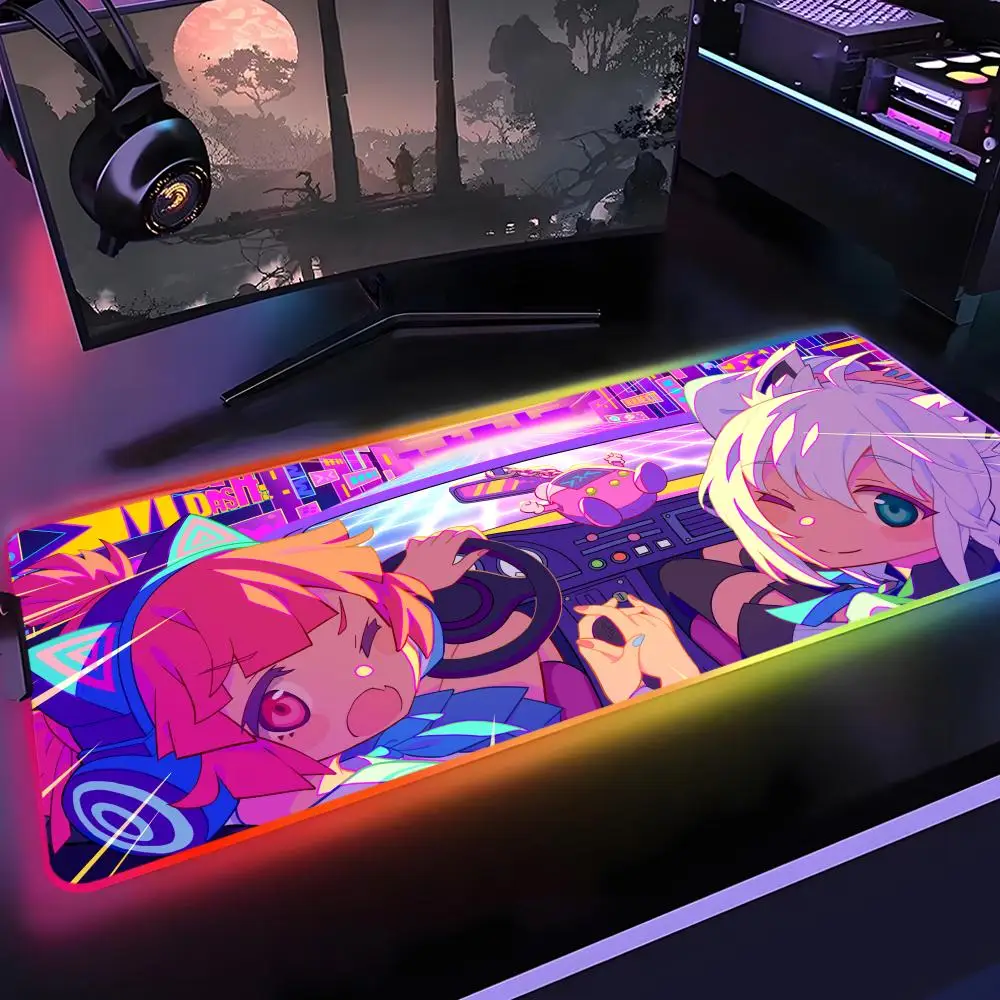 

cute game Muse Dash Mouse Pad Gamer Rgb Desk Mat Back Light Led Mousepad Setup Gaming Accessories Deskmat Big Mousepad Backlight