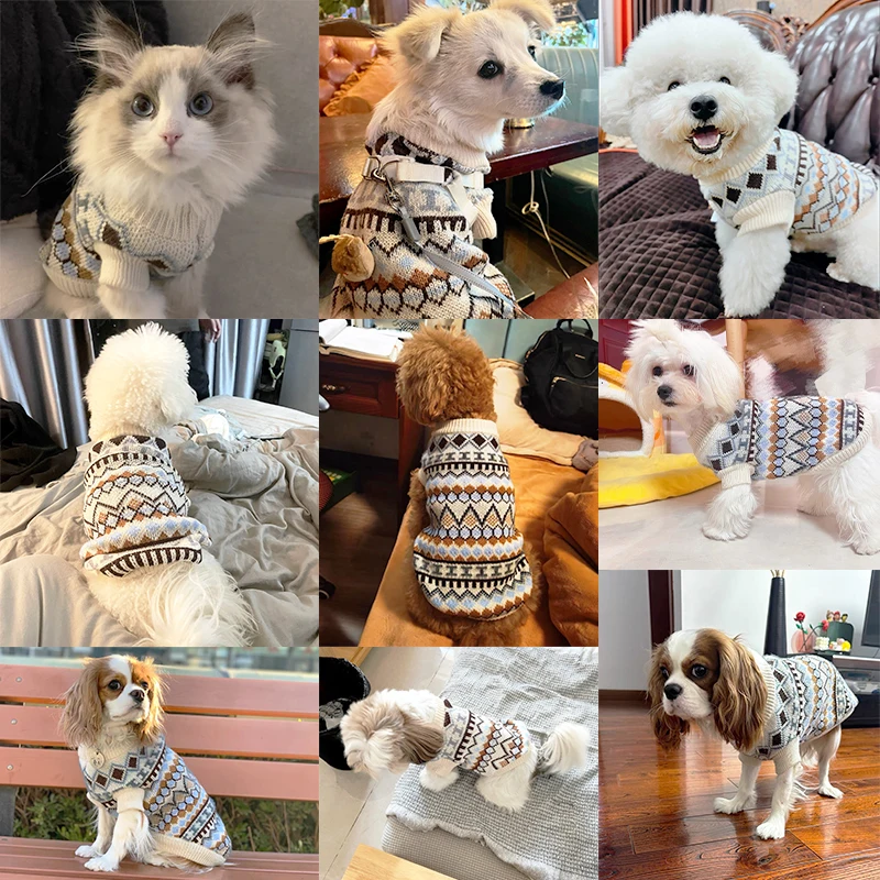 New Luxury Dog Clothes Puppy Knitted Sweater Chihuahua French Bulldog Warm Coat for Small Dog Outfit Jacket Pet Clothing Winter