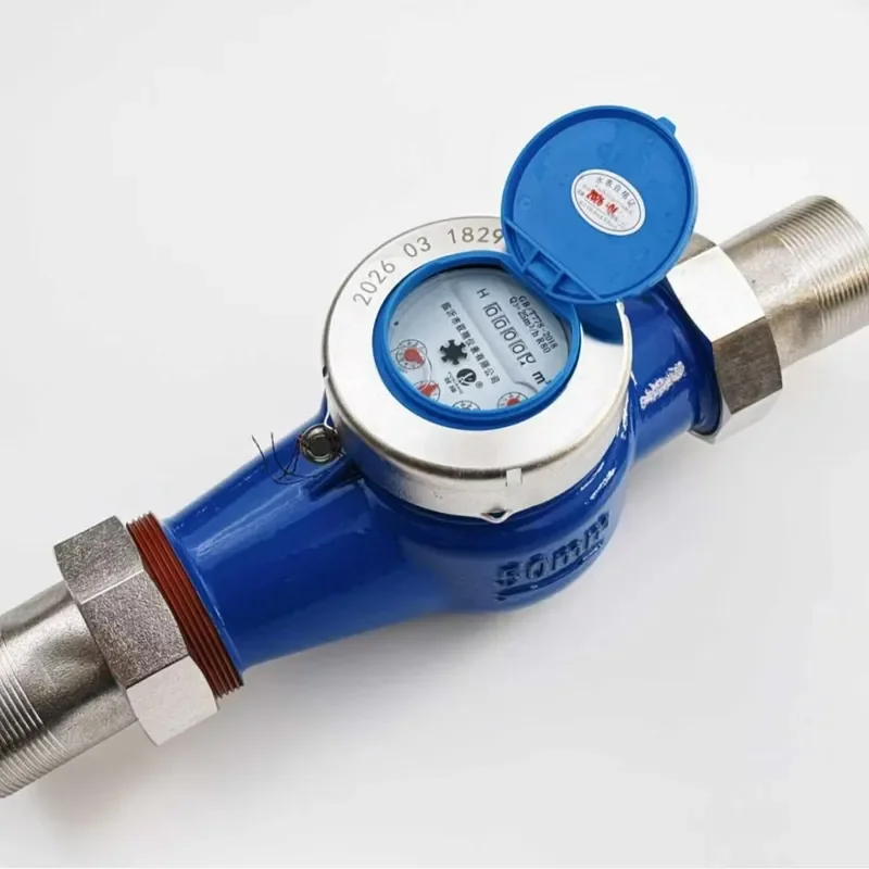for Threaded Rotor Type Mechanical Water Meter Large Diameter Thread Buckle Wet Water Meter Blue Dial Industrial Flow Meter