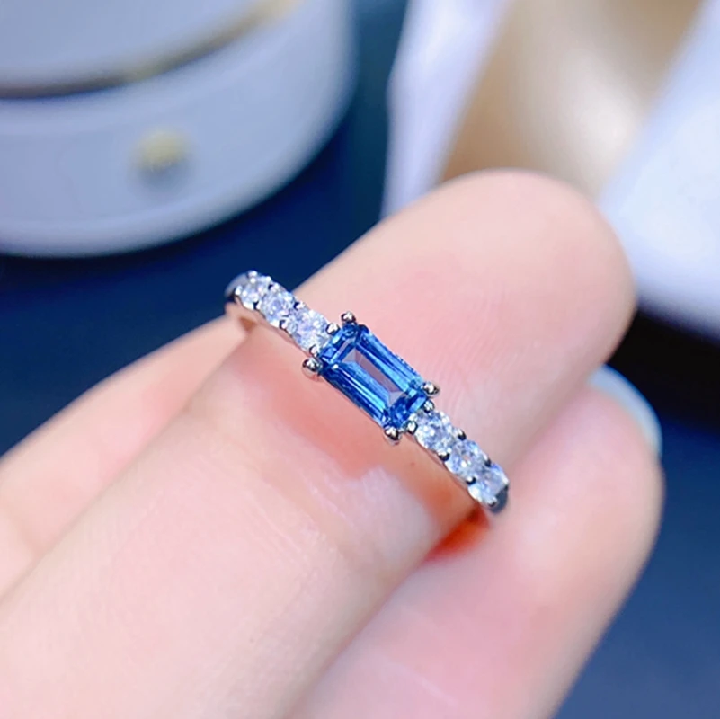 Natural topaz ring color beautiful women's small simple 925 Sterling Silver party birthday gift