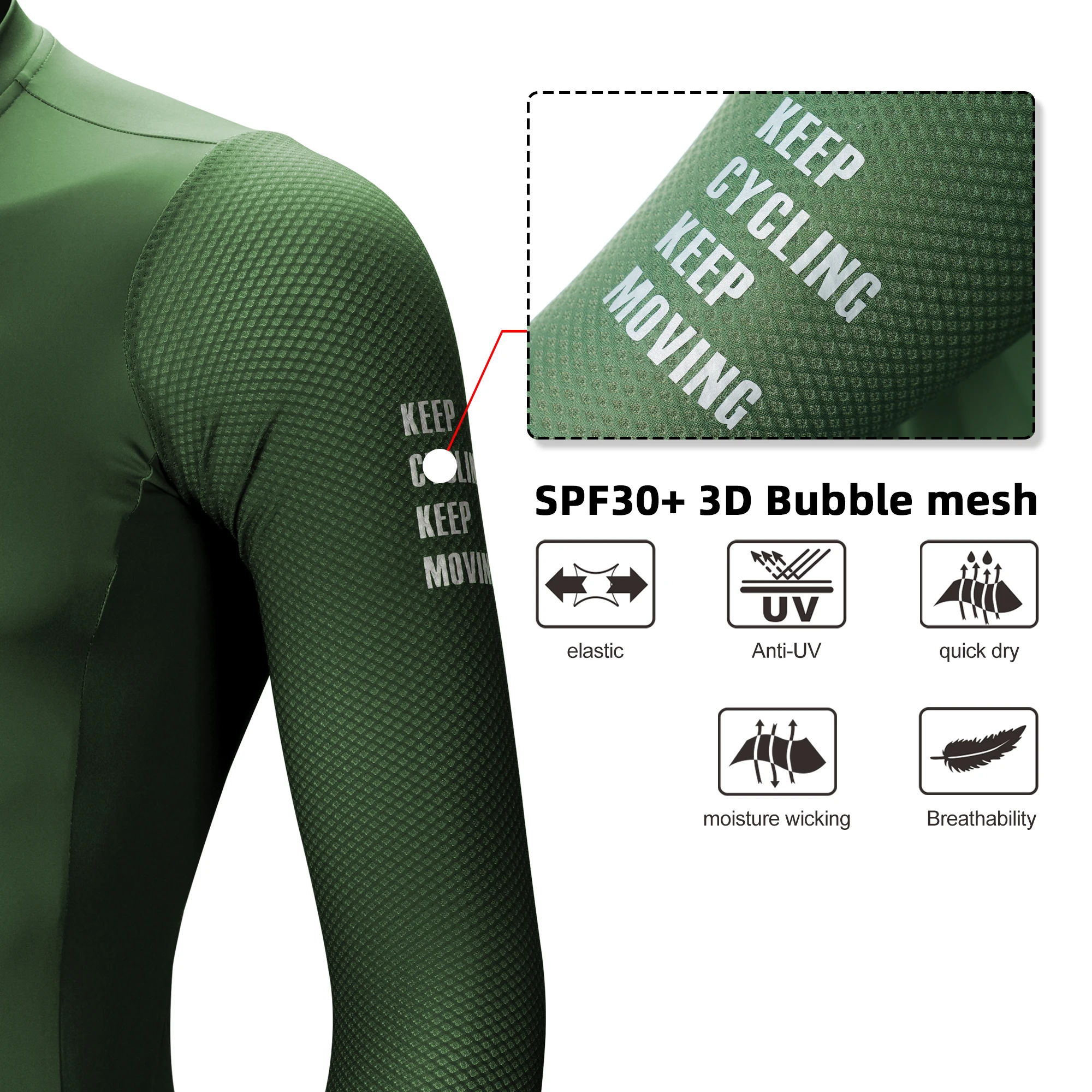 DAREVIE Radtrikot mit 3D-Bubble-Ärmeln, UV-Schutz, Profi-Level, Herren-Radtrikot, Feuchtigkeitsableitend, Rutschfest – Detail 18