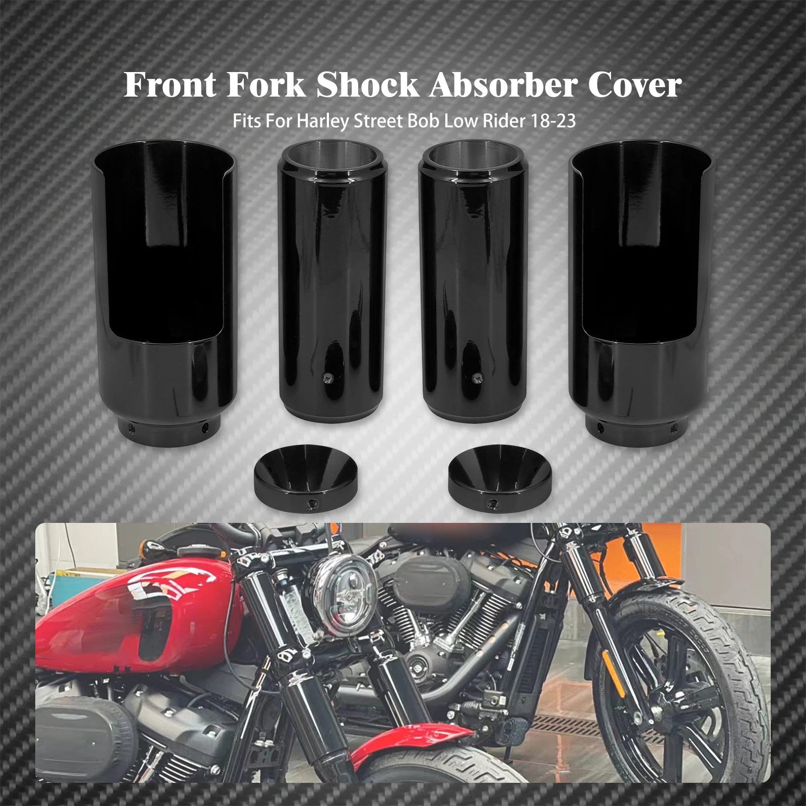 Motorcycle Front Upper Lower Fork Cover Tube Cap Shock Absorber Cover Aluminum For Harley Softail Street Bob Low Rider 2018-2023