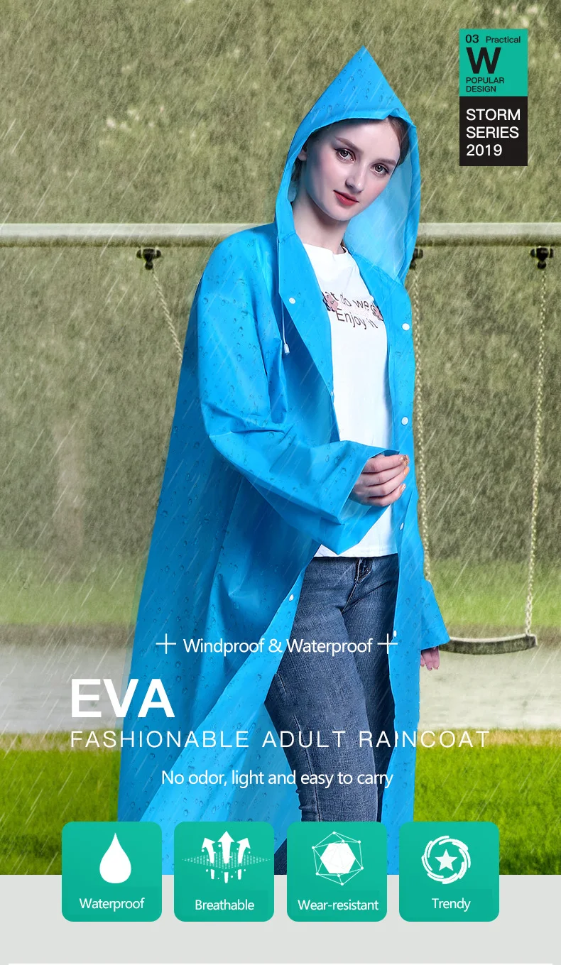 Regenmantel, verdickt, transparent, für Erwachsene, Herren und Damen, EVA-Regenmantel, Einweg-Poncho, Driften, Reisen, Outdoor-Produkte – Detail 2