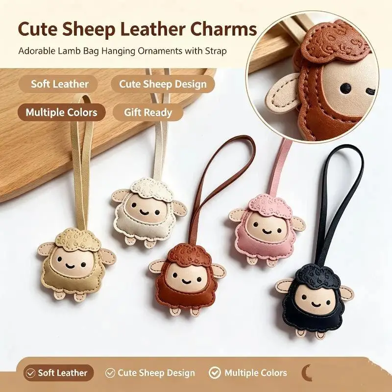 2027 Lunar New Year Goat Keychain Adorable Cartoon Pendant Waterproof PU Material Handbag Charm Nice New Year Gift for Colleagu