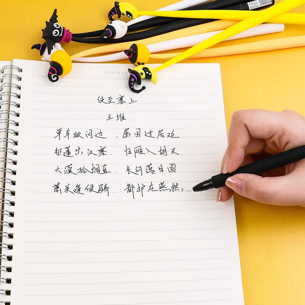 

10Pcs Silicone Gel Pens Cute Halloween Pumpkin Design Smooth Writing for Office Stationery Note Taking Coloring Scrapbooking