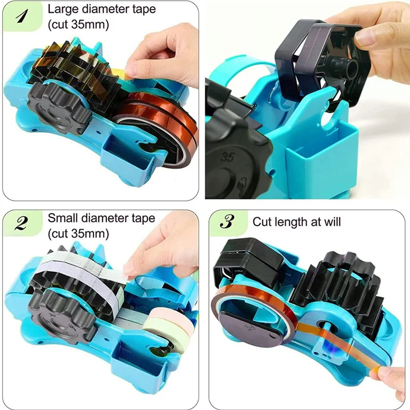 Multiple Roll Cut Heat Tape Dispenser Sublimation For Heat Transfer Tape,Tape Dispenser With 1 Inch And 3 Inch Core Blue