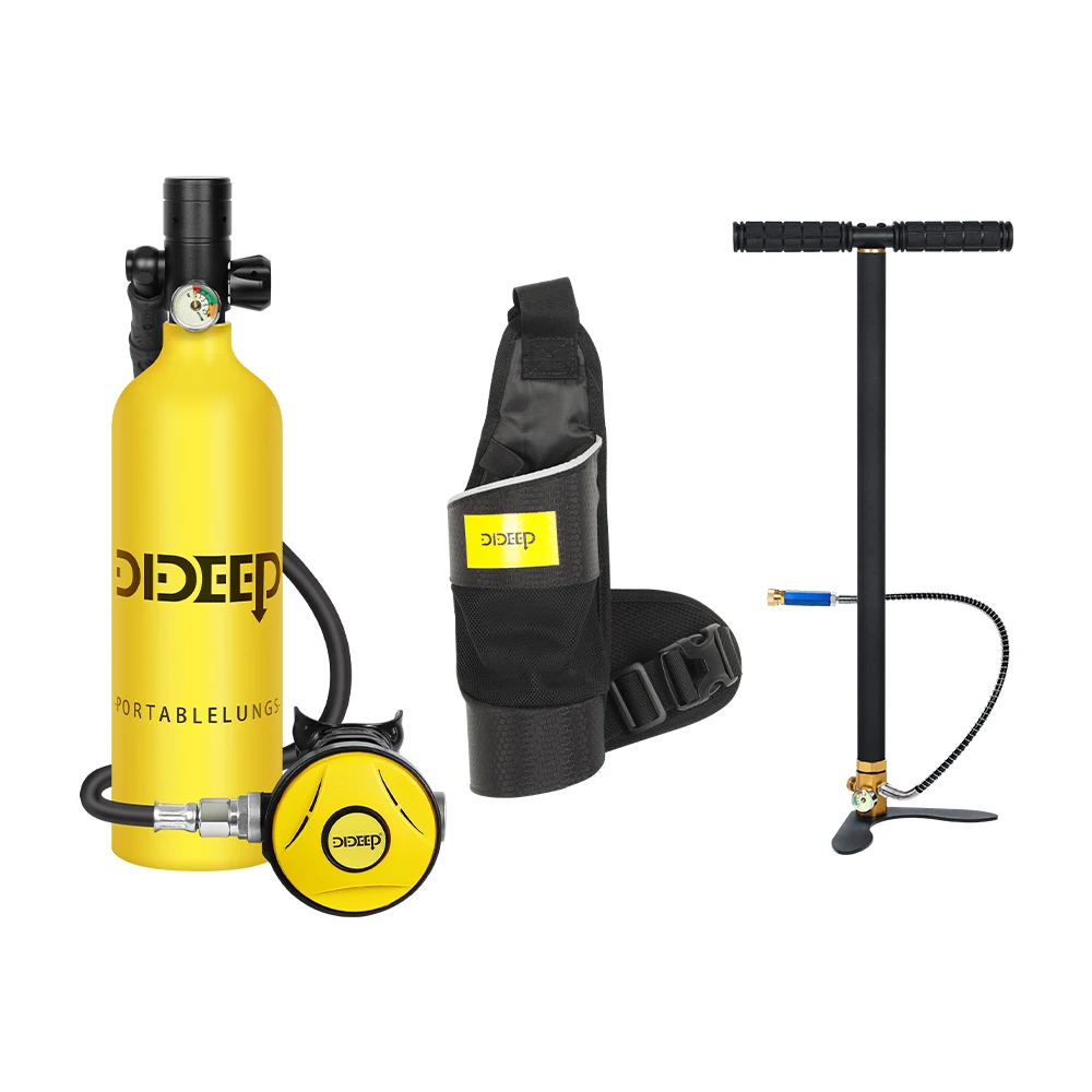 DIDEEP 1 Liter Mini Duikfles Set, 10-20 Minuten Onderwater Duiken, Gemakkelijk te Gebruiken, Draagbare Longfles met 3000 PSI