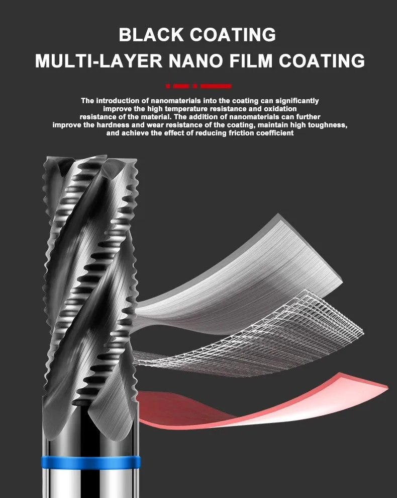 AZZKOR TGB-HRC65 Nano-Beschichteter 4-Schneiden Hartmetall-Schneidwerkzeug für CNC-Maschinen, Schruppfräser, Schruppfräserwerkzeug – Detail 2