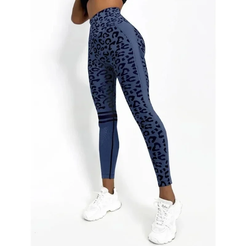 Seamless Leopard Leggings Women High Waist Leggings Fitness Hip Liftting Knitting Fashion Tights Gym Trainning Yoga Slim Pants