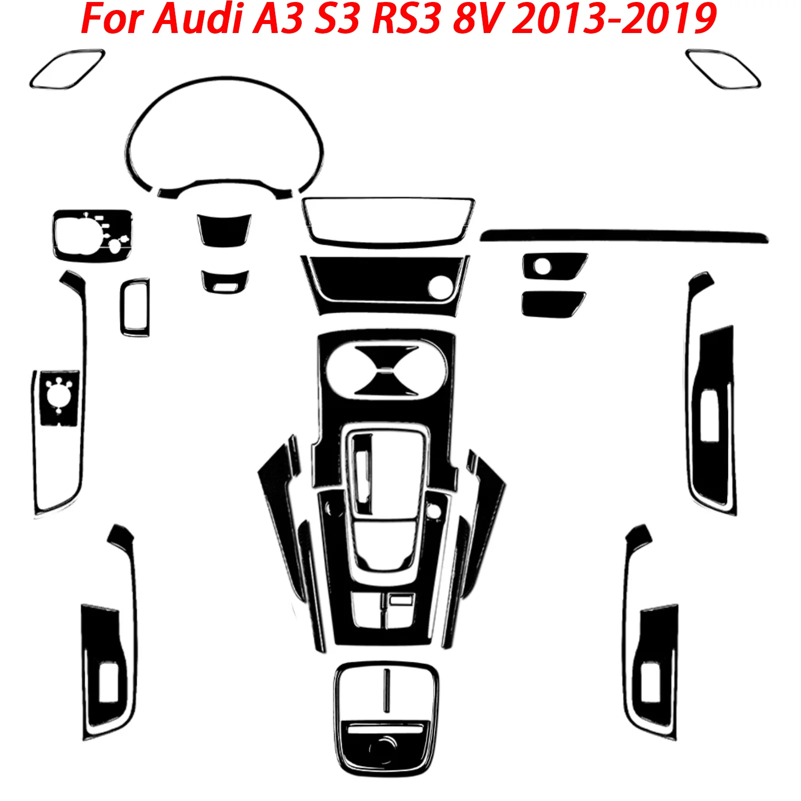 For Audi A3 S3 RS3 8V 2013-2019 Piano Black Cigarette Lighter Shift Transmission Lift Panel Car inside Trim Accessories Sticker