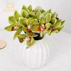 6pcs/lot Simulated Flower 3D Printing Cymbidium Artificial Flower Home  Hotel Table Decoration Small Potted Plant Decoration