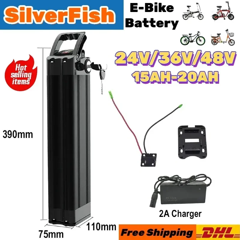 E-Bike Battery 48V 20Ah For Silverfish Electric Bike Battery 1000W 750W 36V Lithium ion E-bike Bicycle Battery Pack with Charger