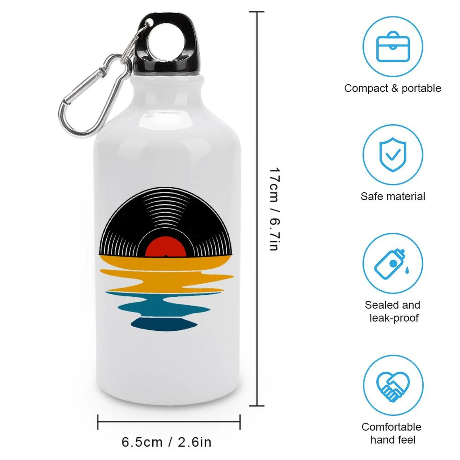 Vinyl LP Music Record Sunset 19 DIY Sport Bottle Aluminum Funny Novelty Kettle Graphic VintageVacuum Flask Kettle Multi-function