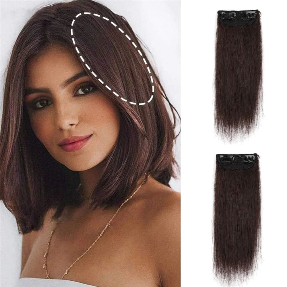 

2PCS Thick Hairpieces Clip in Hair Extensions Invisible Seamless Human Hair Pads Adding Extra Hair Volume for Thinning Hair