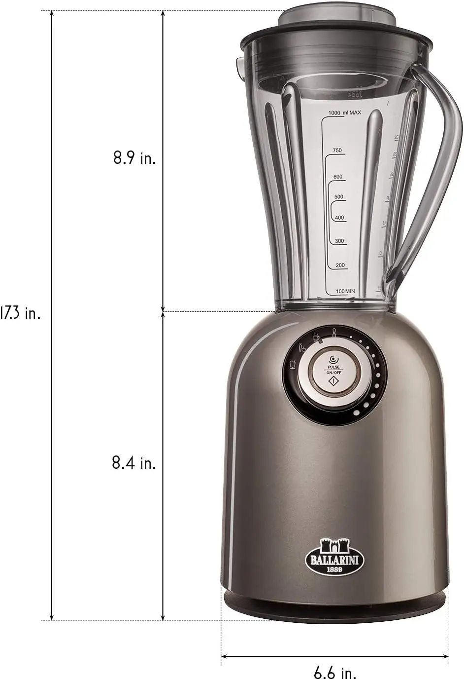 เครื่องปั่นแบบตั้งโต๊ะ Tesoro - สีเทาเมทัลลิก ผลิตในอิตาลี