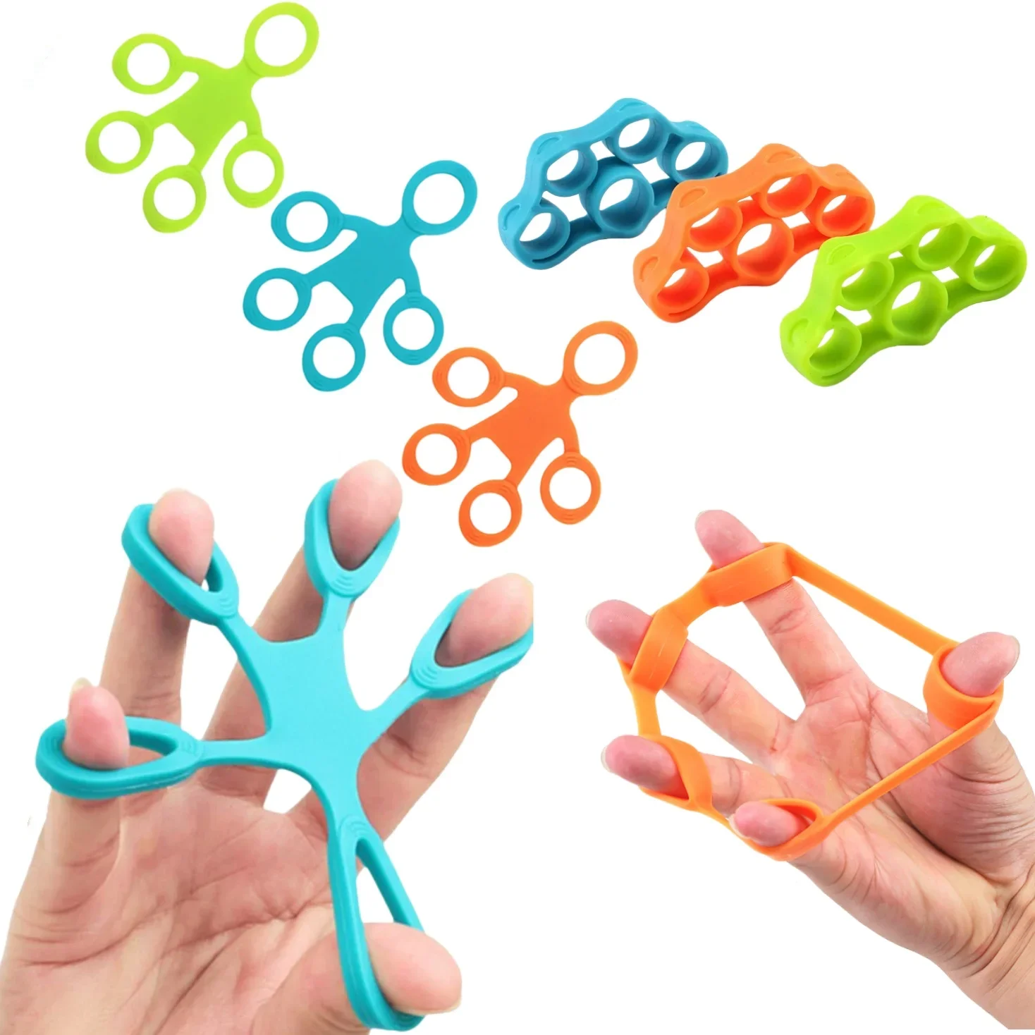 

Silicone 5-Finger Stretcher Hand Grip Strength Trainer Finger Exerciser Rehabilitation Physical Therapy for Musicians Climbers