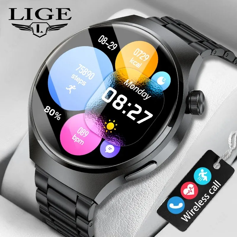 Reloj inteligente LIGE para hombres y mujeres, pulsera de llamada Bluetooth IP68, reloj deportivo resistente al agua para HUAWEI, reloj inteligente saludable para hombre