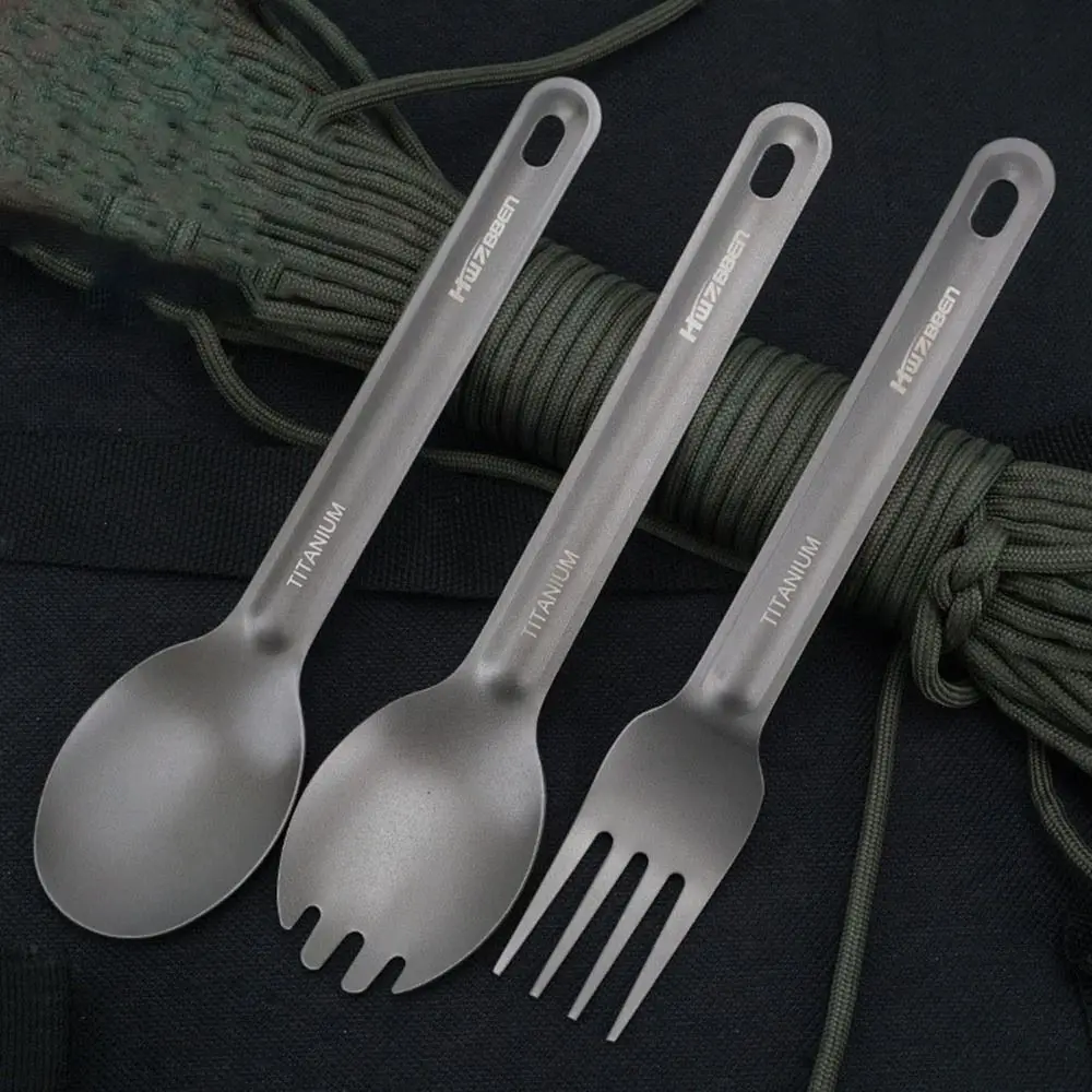 جديد المحمولة التيتانيوم ملعقة مقبض طويل ضوء البيئة التيتانيوم تجهيزات المطابخ في الهواء الطلق التخييم شوكة أداة خارجية