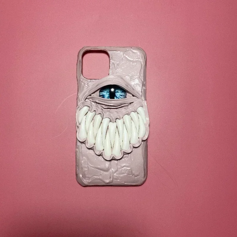 4003 Original hecho a mano personalizado funda de teléfono 3D dientes Cthulhu ojos Horror gótico Punk oscuro Cthulhu Halloween regalo funda de teléfono