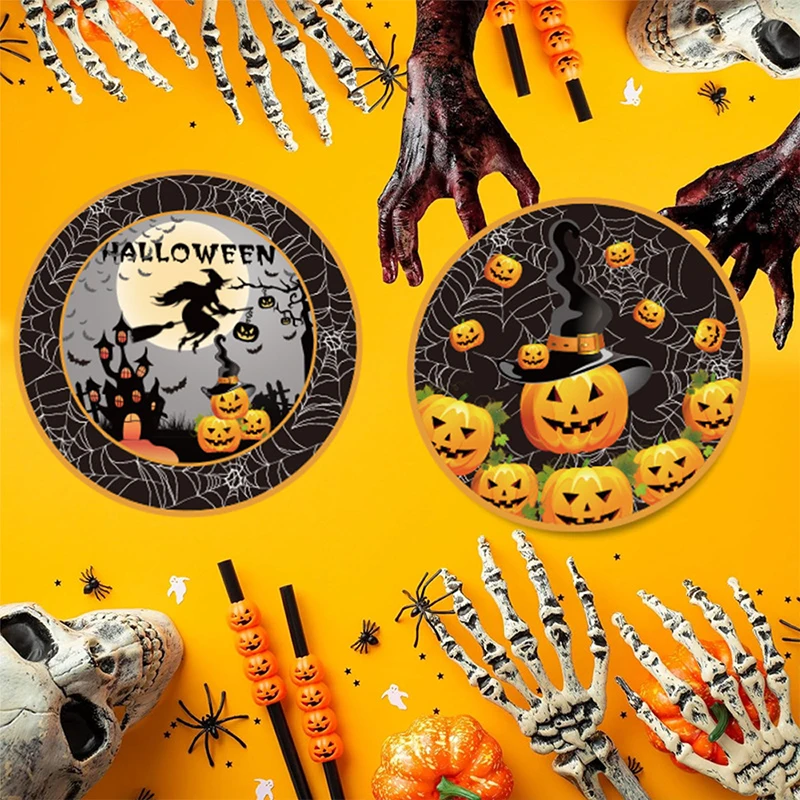 20pcs paper plates and cups for Halloween themed parties