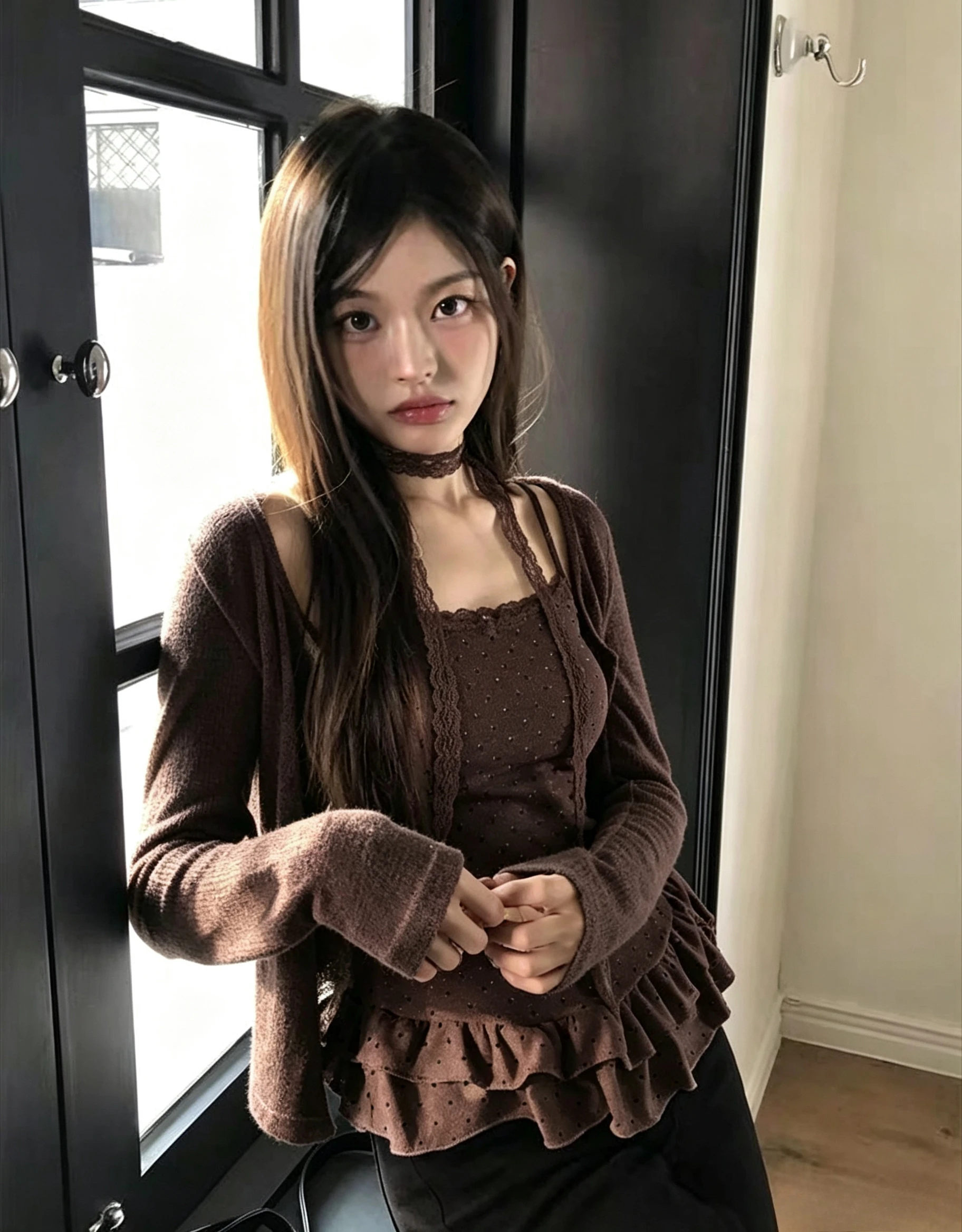 Korean Women Y2K Harajuku Vintage 2 Piece Set Long Sleeve Shirts Casual 2000s Gyaru Streetwear Fashion Trendy Tops