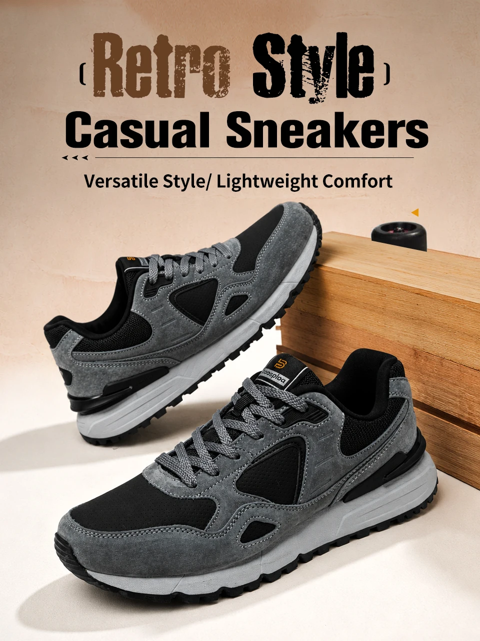 Baasploa Herren-Freizeitsneaker aus Leder, modische Turnschuhe für den täglichen Gebrauch, Lifestyle-Schuhe für Herren, neue bequeme Sportschuhe, rutschfest – Detail 3