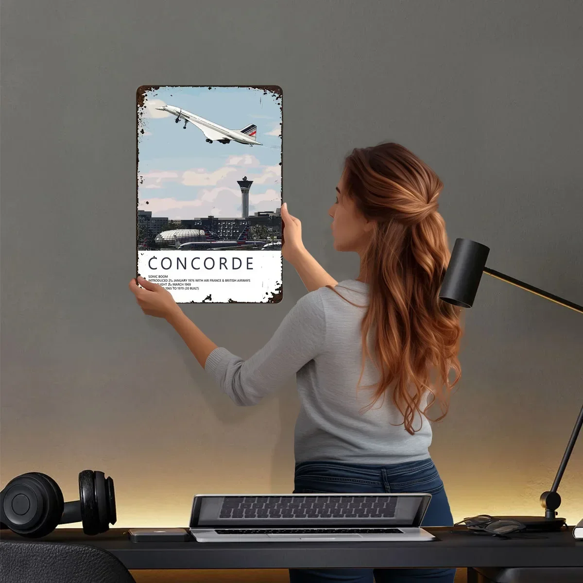 Concorde Supersonic Jet Tinplate Sign Airplane Poster Retro Custom Metal Signs for Wall Art Decoration Aesthetic Room Decor Men