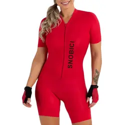 Snobici Cycling Skinsuit for Women, Short Sleeve Jumpsuit, Breathable Tri Suit, White, Pink, Red, New