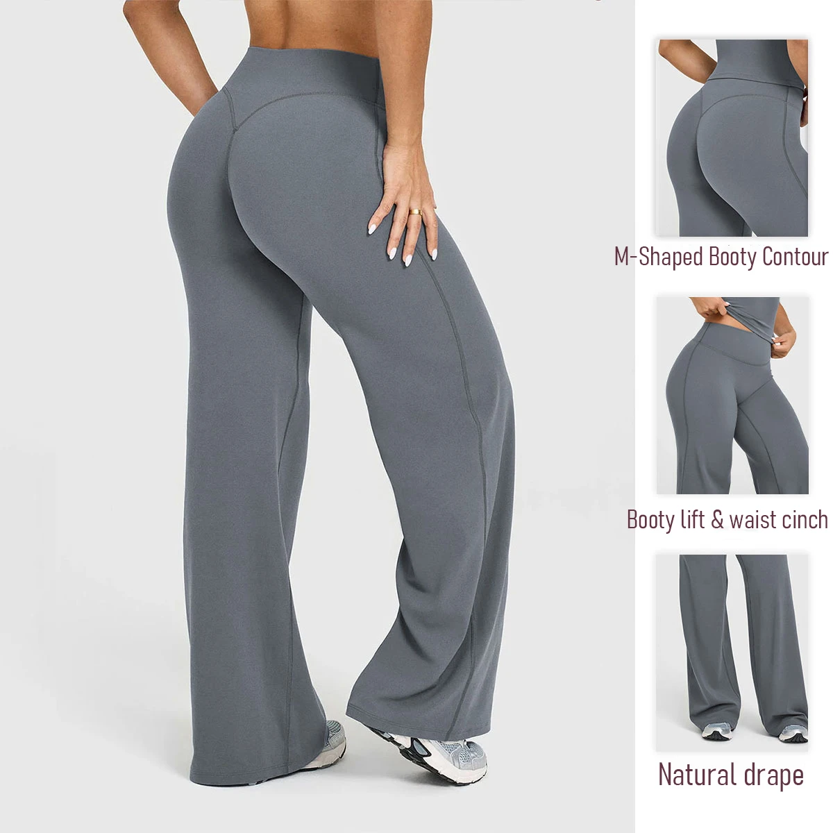 High Waisted Butt Lift Yoga Leggings Women Wide Leg Tummy Control Gym Sports Pants for Running for fitness for cycling