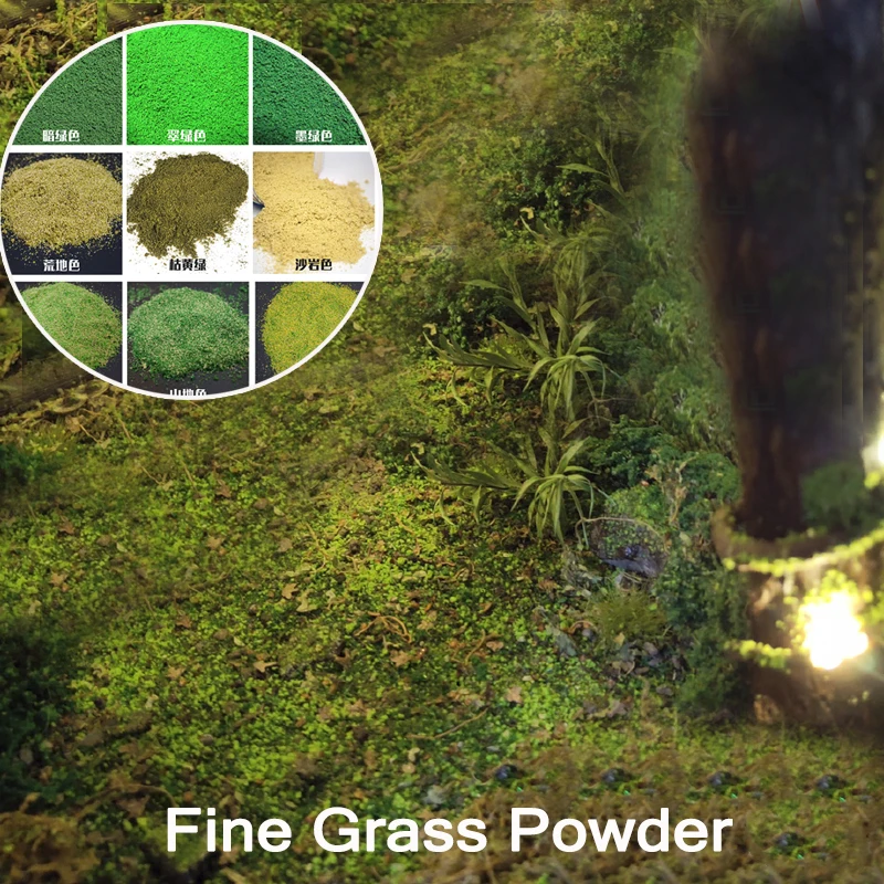 

Simulation Terrain Grass Powder Model Fine Turf Sponge Material DIY Military Sand Table Building Railway Train Scene 150G/bag