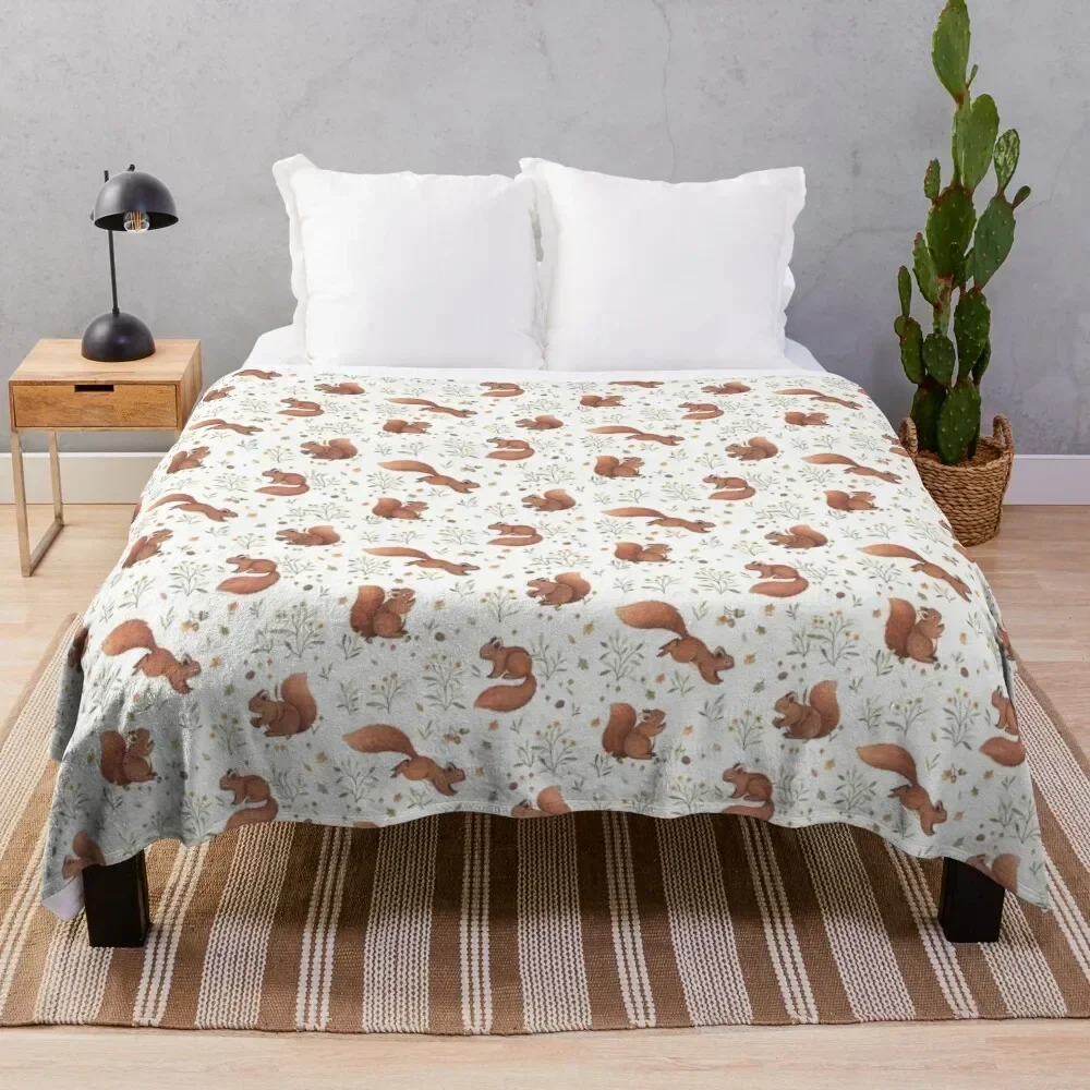 

cute squirrels Throw Blanket Soft Solid Color Blanket for Couch Bed