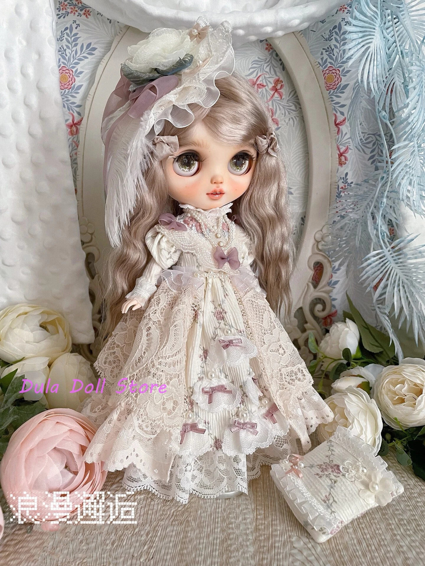 دولا ملابس دمى لقاء رومانسي جديد فستان عتيق مطرز لدمية بليث لاندو لانداز Qbaby ob24 ob22 Azone