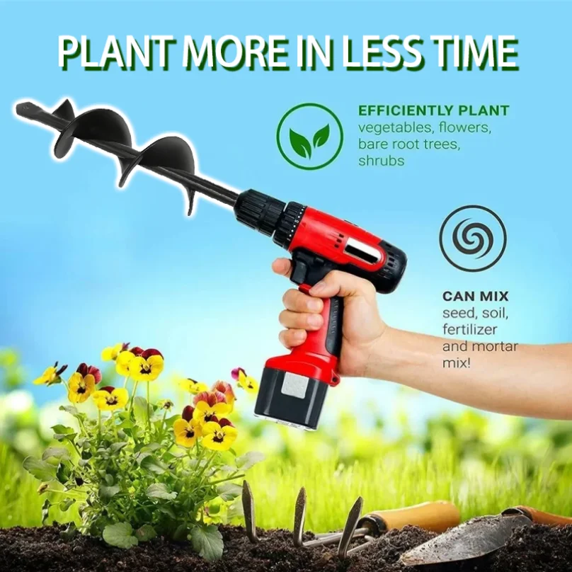 Broca Espiral para Jardín, Herramienta para Perforar Tierra y Plantar Flores y Vegetales, para Tierra Suelta