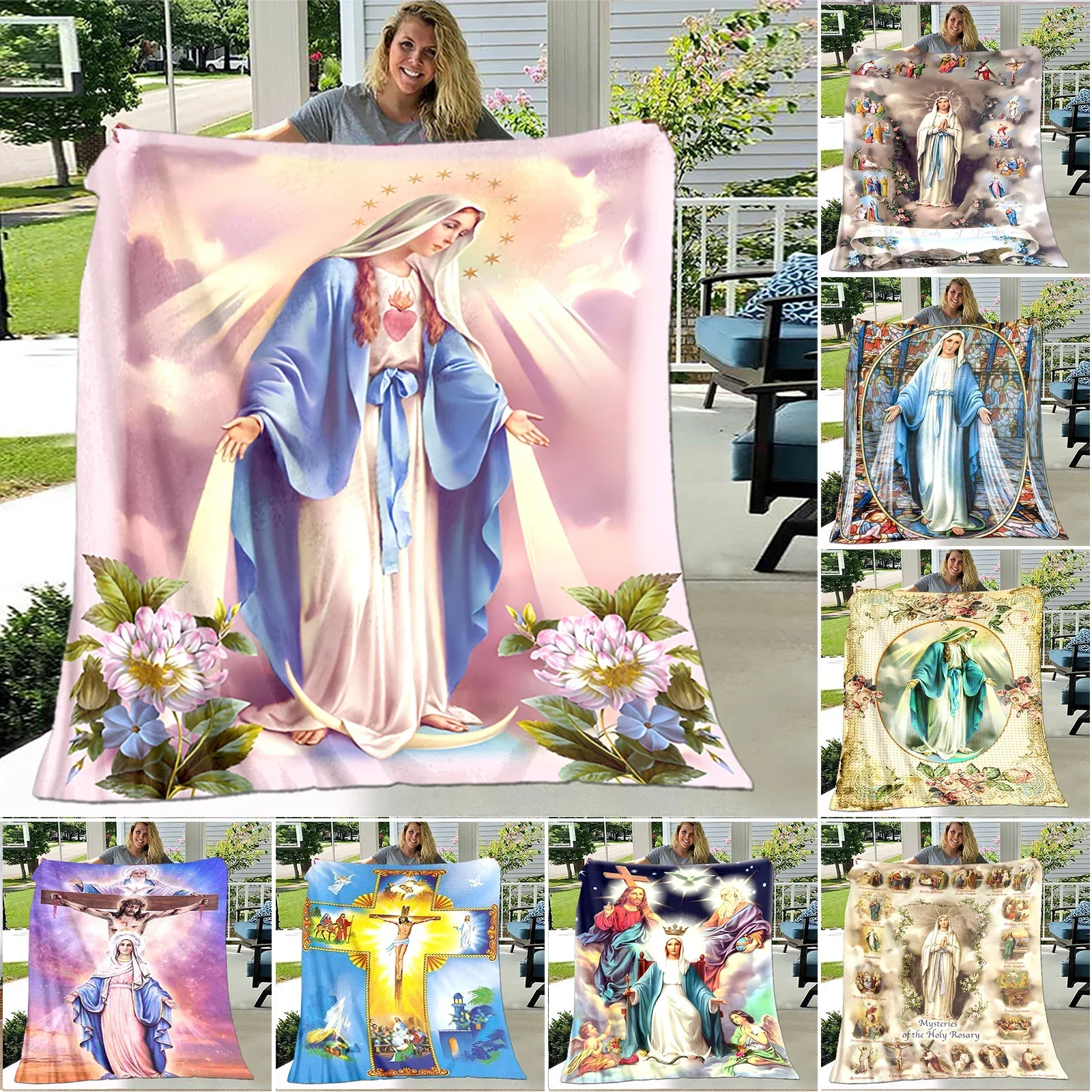 Jesus Virgin Mary Soft Throw Soft Plush Blanket, Flannel Blanket Throw Blanket for Living Room Bedroom Sofa Cover