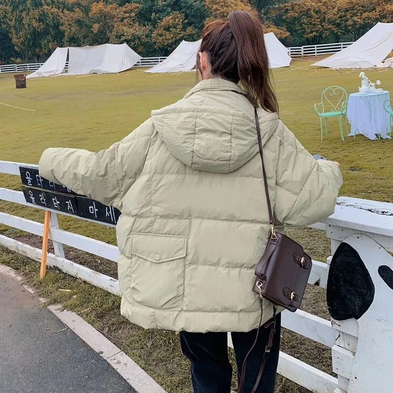 2023 Nieuwe Dames Donsjack Winterjas Dames Korte Parka 'S Losse Dikke Warme Bovenkleding Capuchon Gegeven Aan Flirtende Overjas