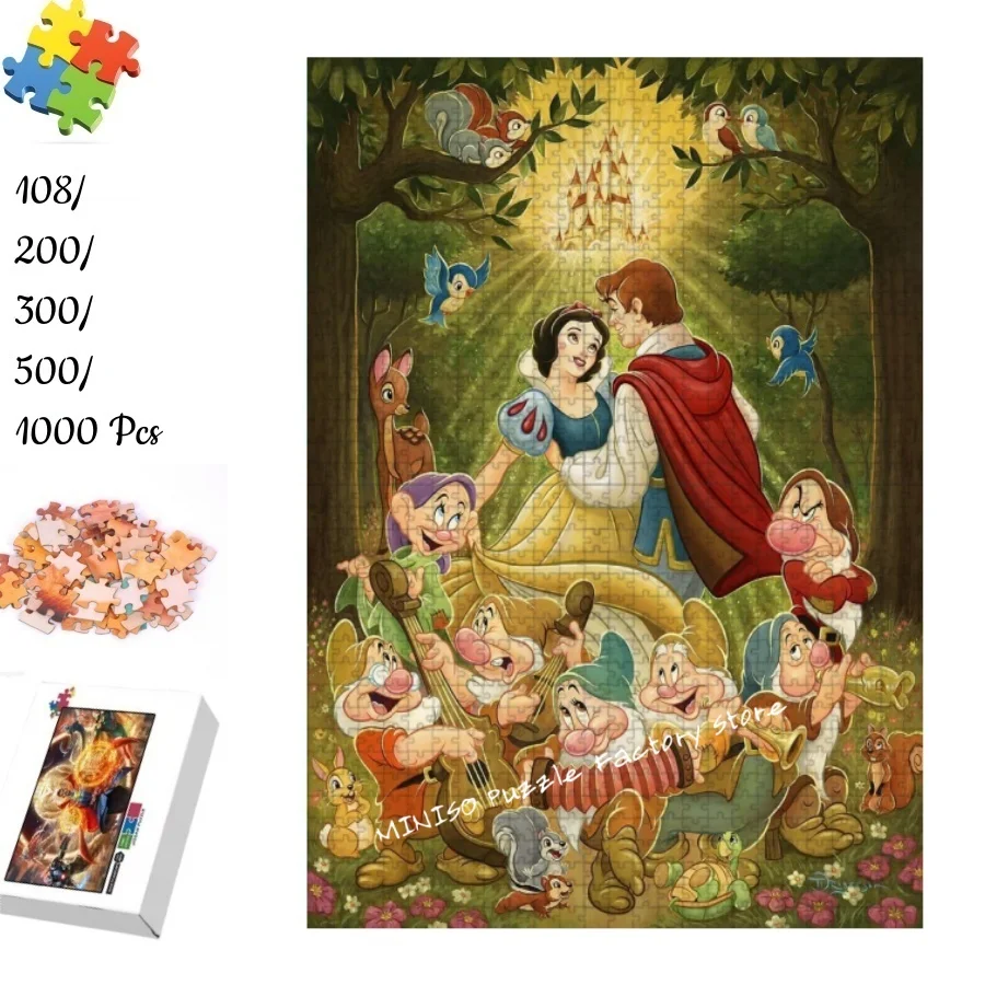 

Jigsaw Puzzle Snow White and The Seven Dwarfs Tangram Game for Children Multiple Size 108/200/300/500/1000 Pieces Wooden Puzzle