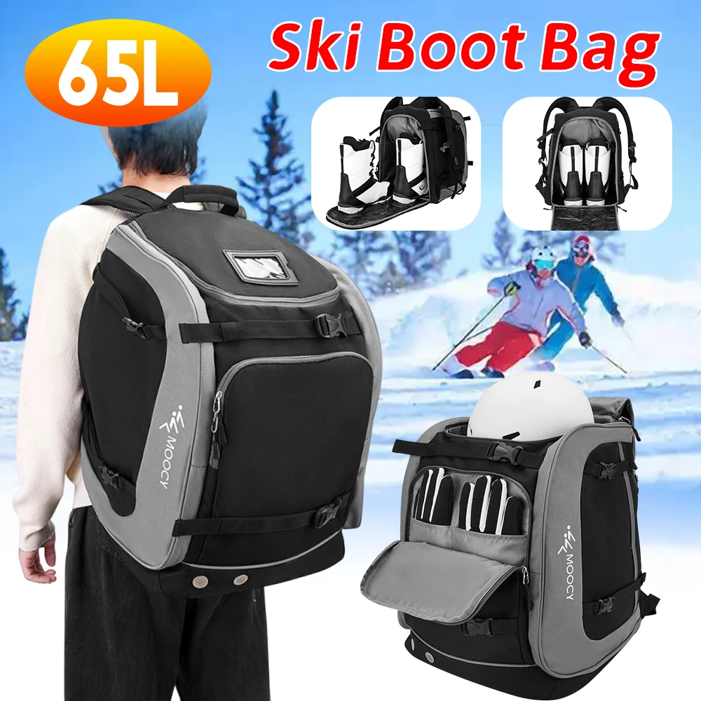 65L Helmet Clothing Rucksack Large Capacity Travel Backpack Men Women Ski Bag Rucksack Adjustable Waterproof for Hiking Climbing