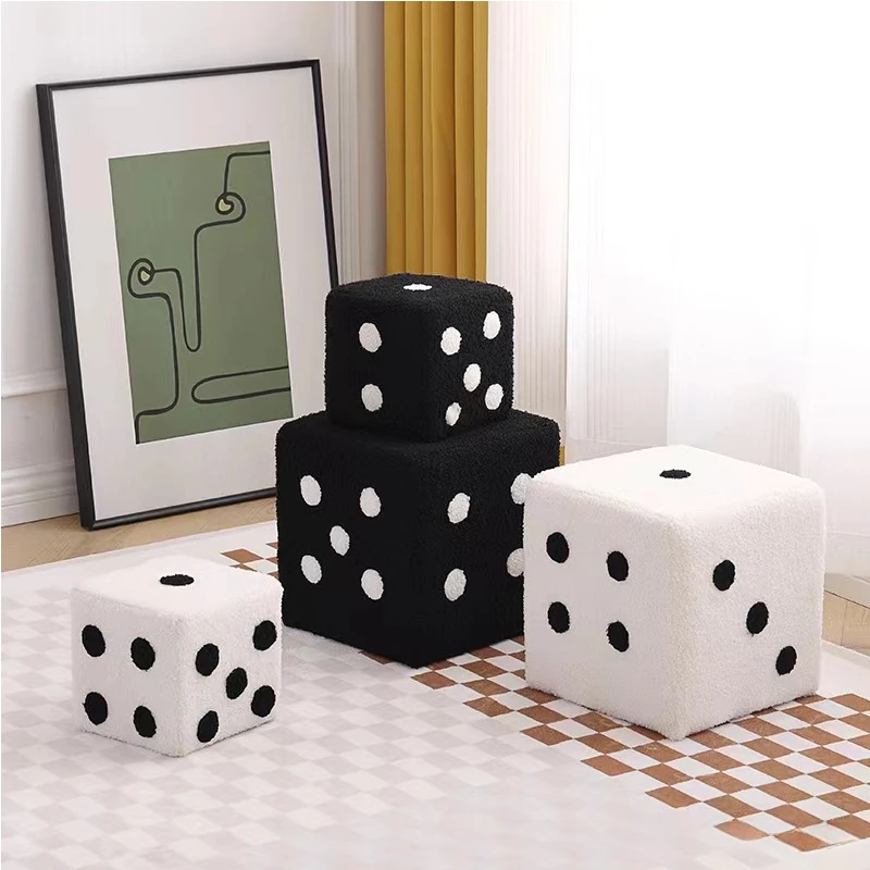 

Plush Dice Changing Shoes Small Stool Household Furniture Decoration for Doorway Nursery Apartment Bedroom Entryway