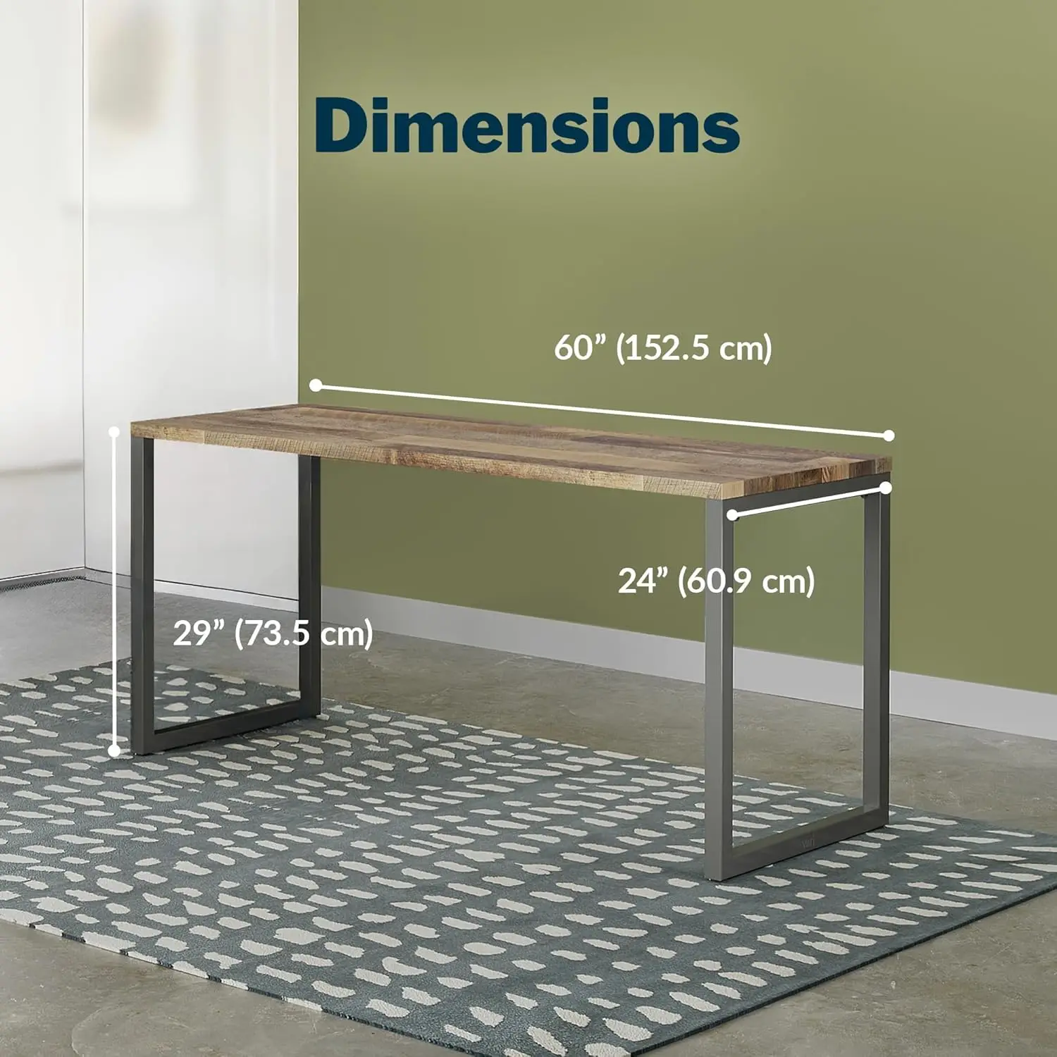 Vari Table 60X24 - Modern Computer Desk With Durable Laminate Finish And Slim Legs - Ideal For Gaming, Home, Or Office -