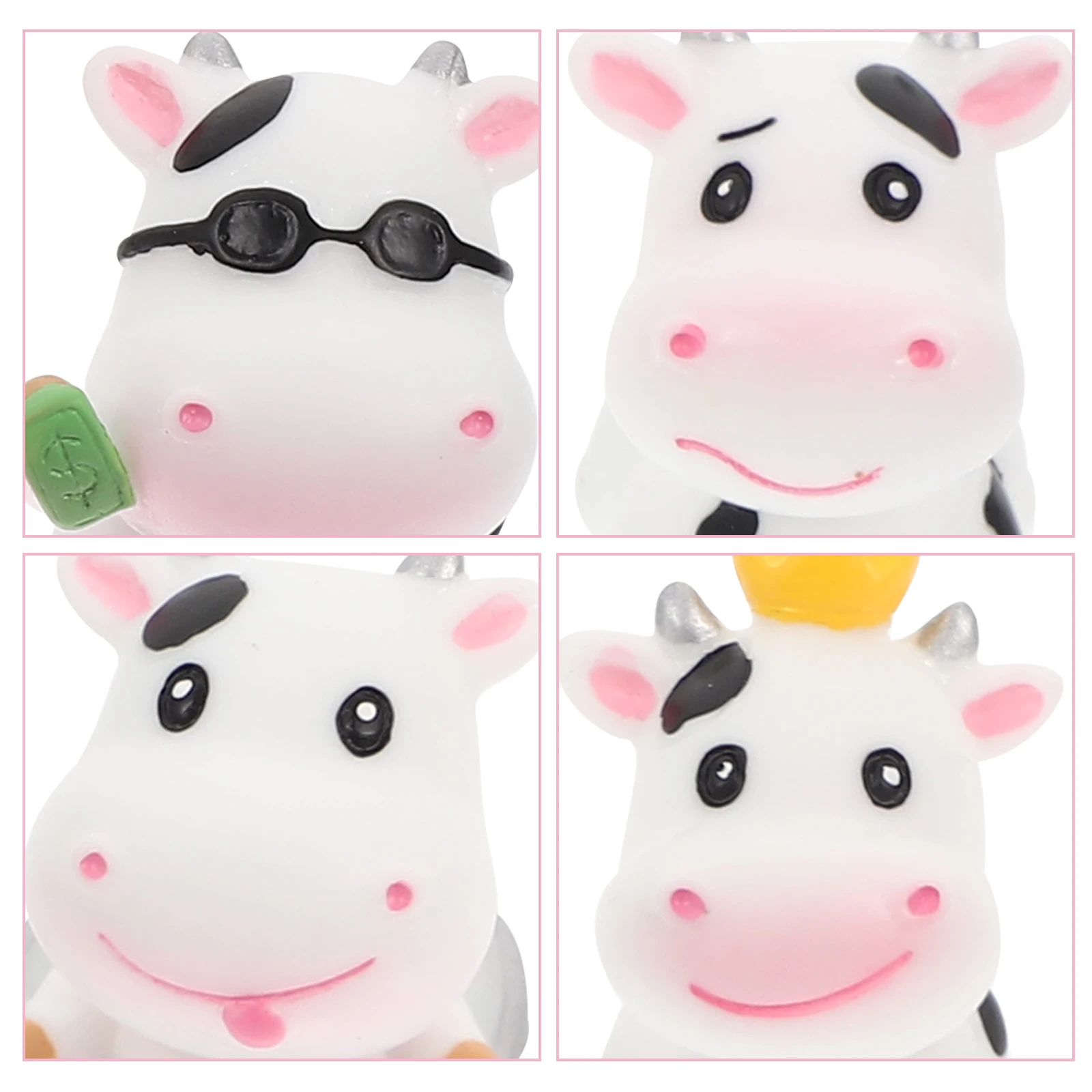 

8 Pcs Cow Ornament Garden Miniature The Animal Figures Figurines Resin Cartoon Dairy Cows