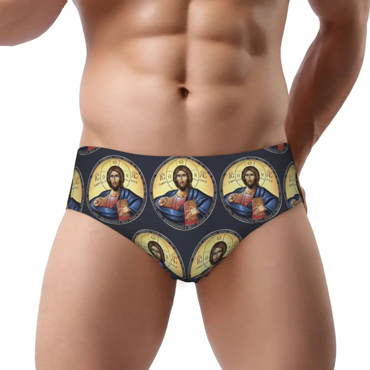 

Christ Pantocrator Orthodox Icon Men Triangle Panties Breathable Boxer Underpants Short Underwear for Homme Man Boyfriend Gift