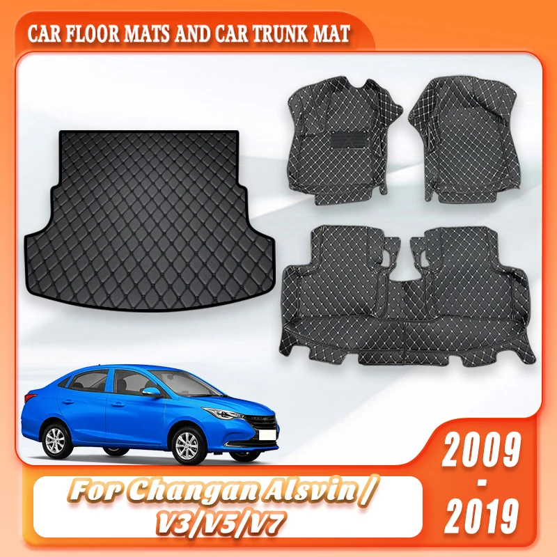 

Индивидуальные коврики для пола и багажника для Changan Alsvin V3 V5 V7 2009-2019, износостойкие, с нескользящим дном, аксессуары для салона автомобиля, поддон