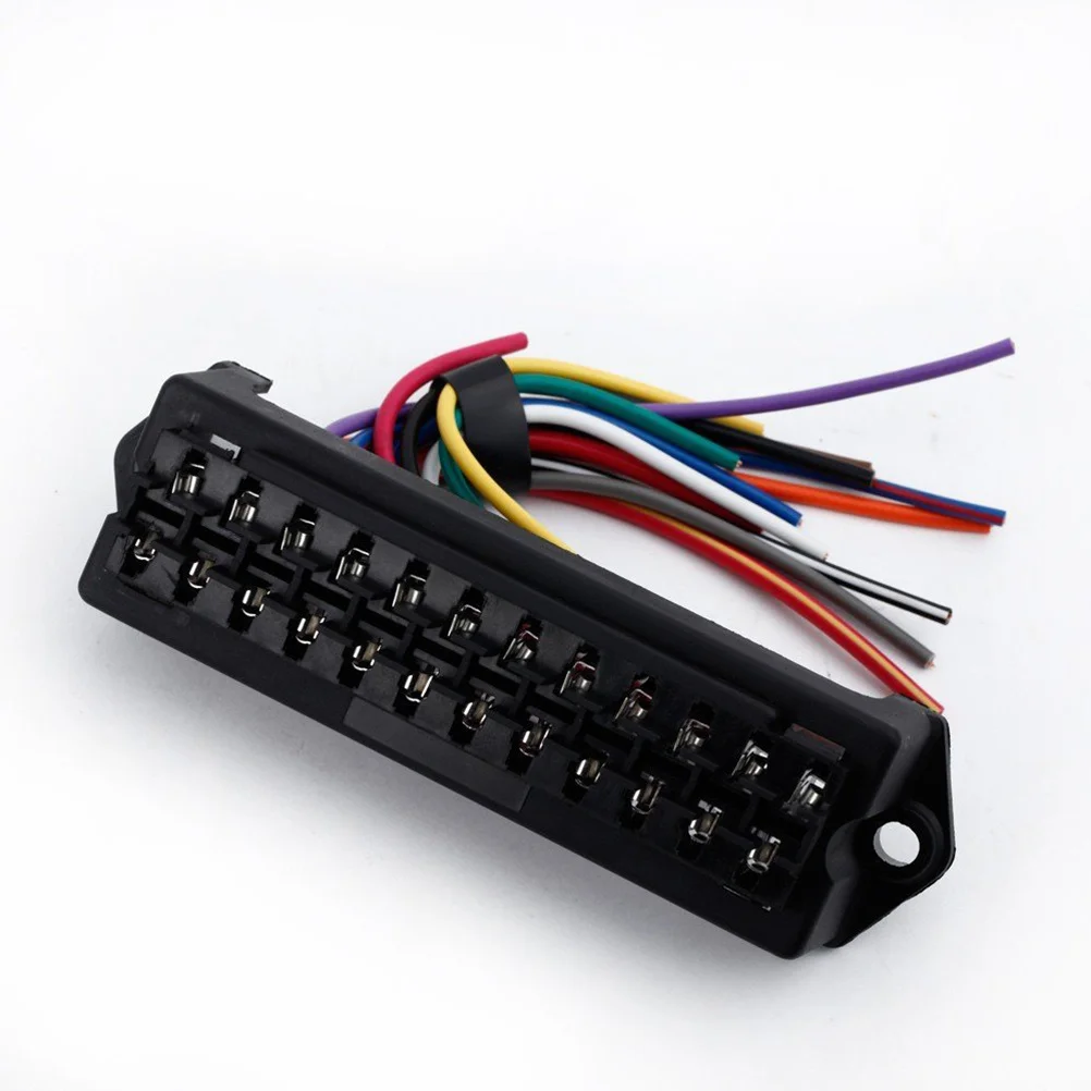 

1pcs 12-Way Fuse Holder Box 14 Wires 2 Input 12 Output For Car Boat Truck Trailer Marine Atc 15Cm Cable 12V 24V