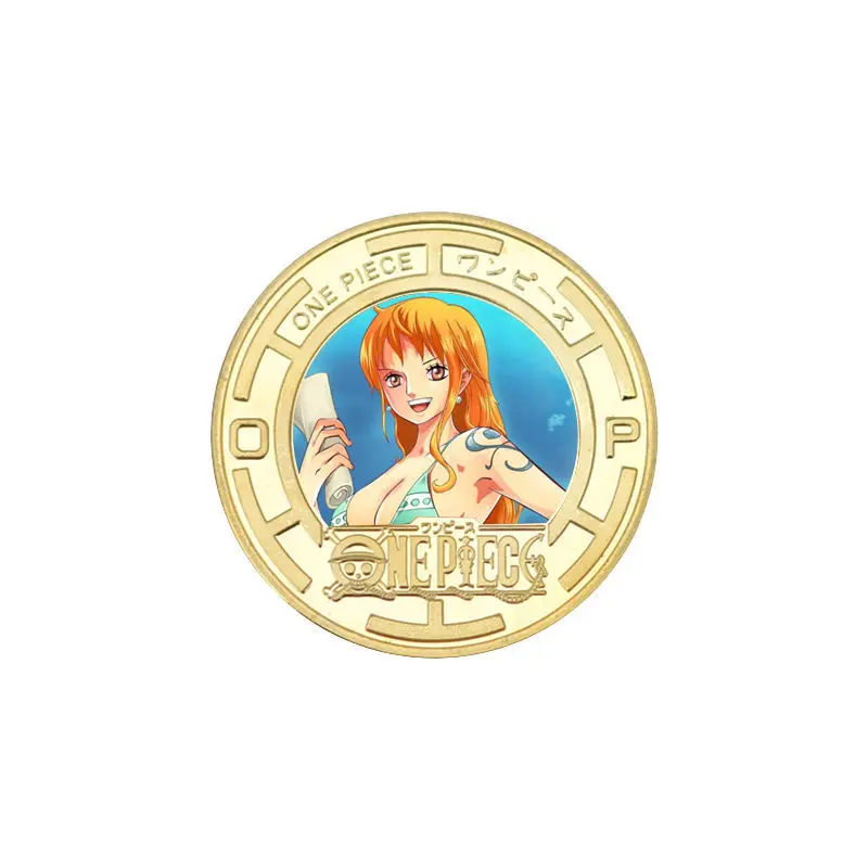 Bandai One Piece Anime Commemorative Gold Coins Luffy Nami Chopper Zoro Metal Collection Decorations Gift Boxes Toys 4CM